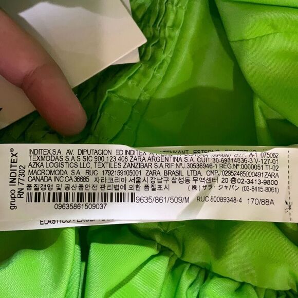 NWT Zara Neon Green Limited Edition Strapless Voluminous Peplum Top Medium - Picture 9 of 12